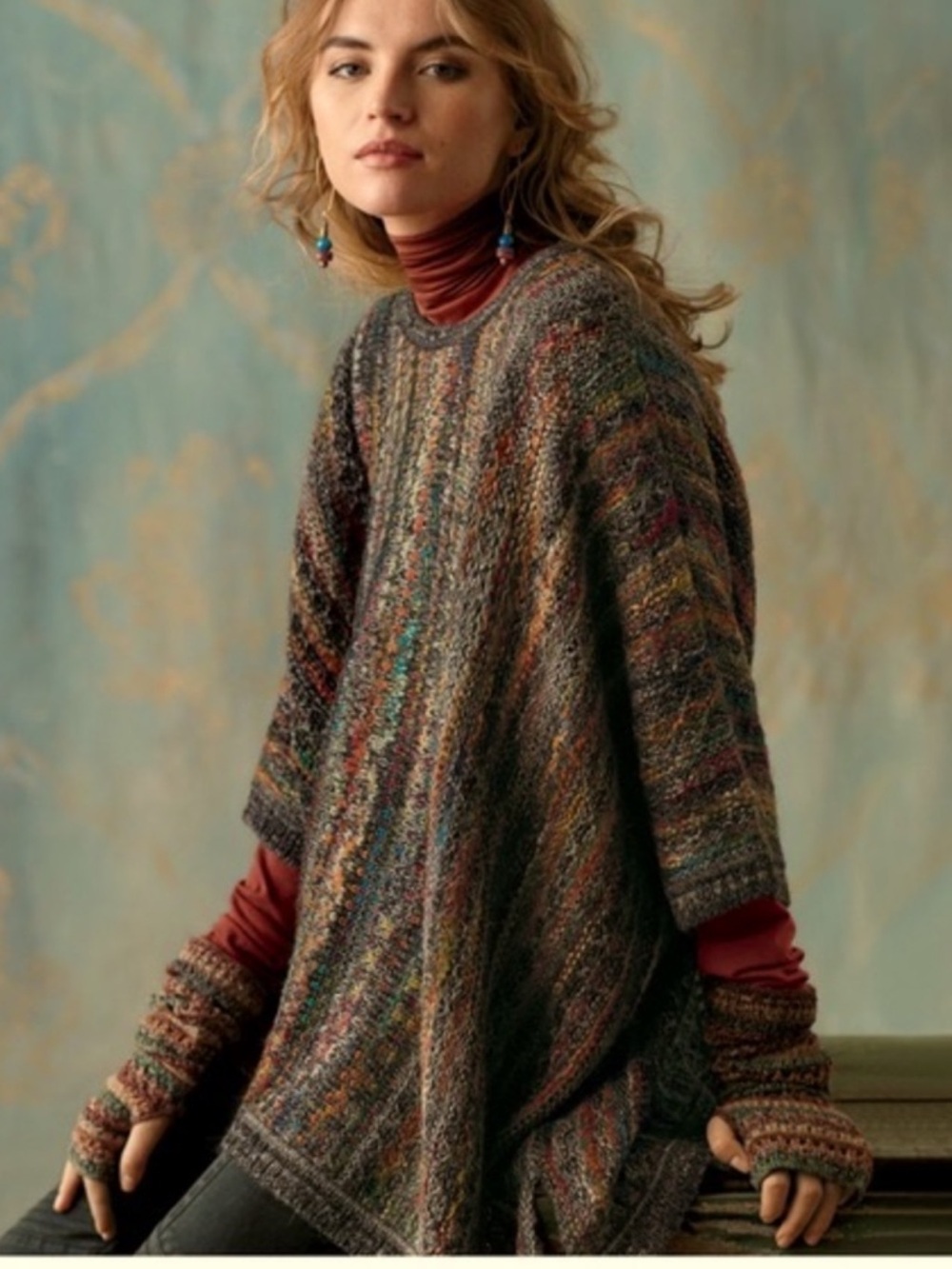 Peruvian Connection Urubamba Pullover Poncho Size L/XL